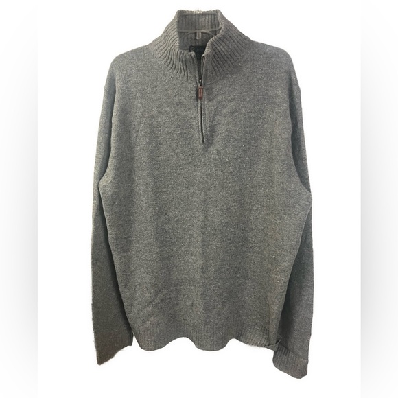 J. Crew Men's 100% Lambswool Gray Quarter Zip Pullover Sweater- Size XL‎ Tall - Picture 1 of 5